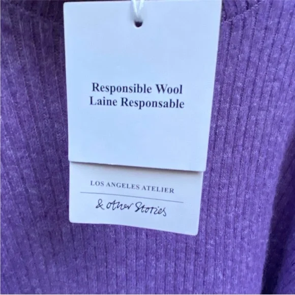 & Other Stories Oversized Turtleneck Knit Sweater Ribbed Alpaca Blend Purple - Picture 7 of 9